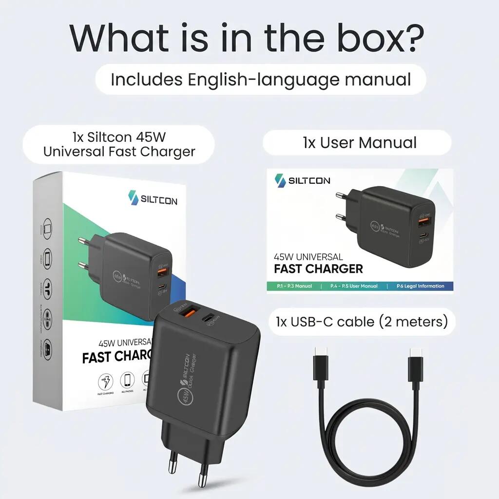 Snellader 45W – USB-C, USB-A 18W en 2m Kabel 7/11