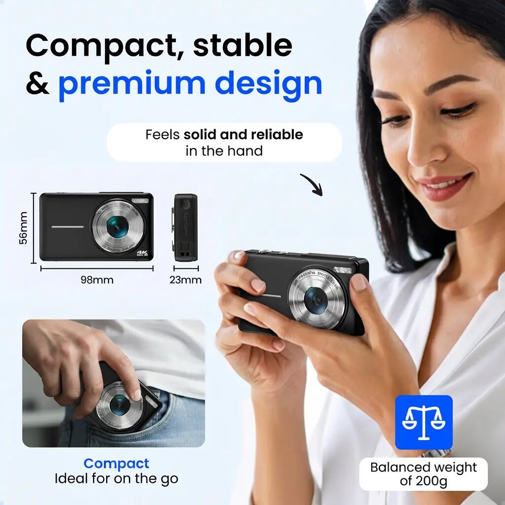 Digitalkamera 4K 64 MP Dual-Kamera 16x Zoom 64 GB schwarz 6/14