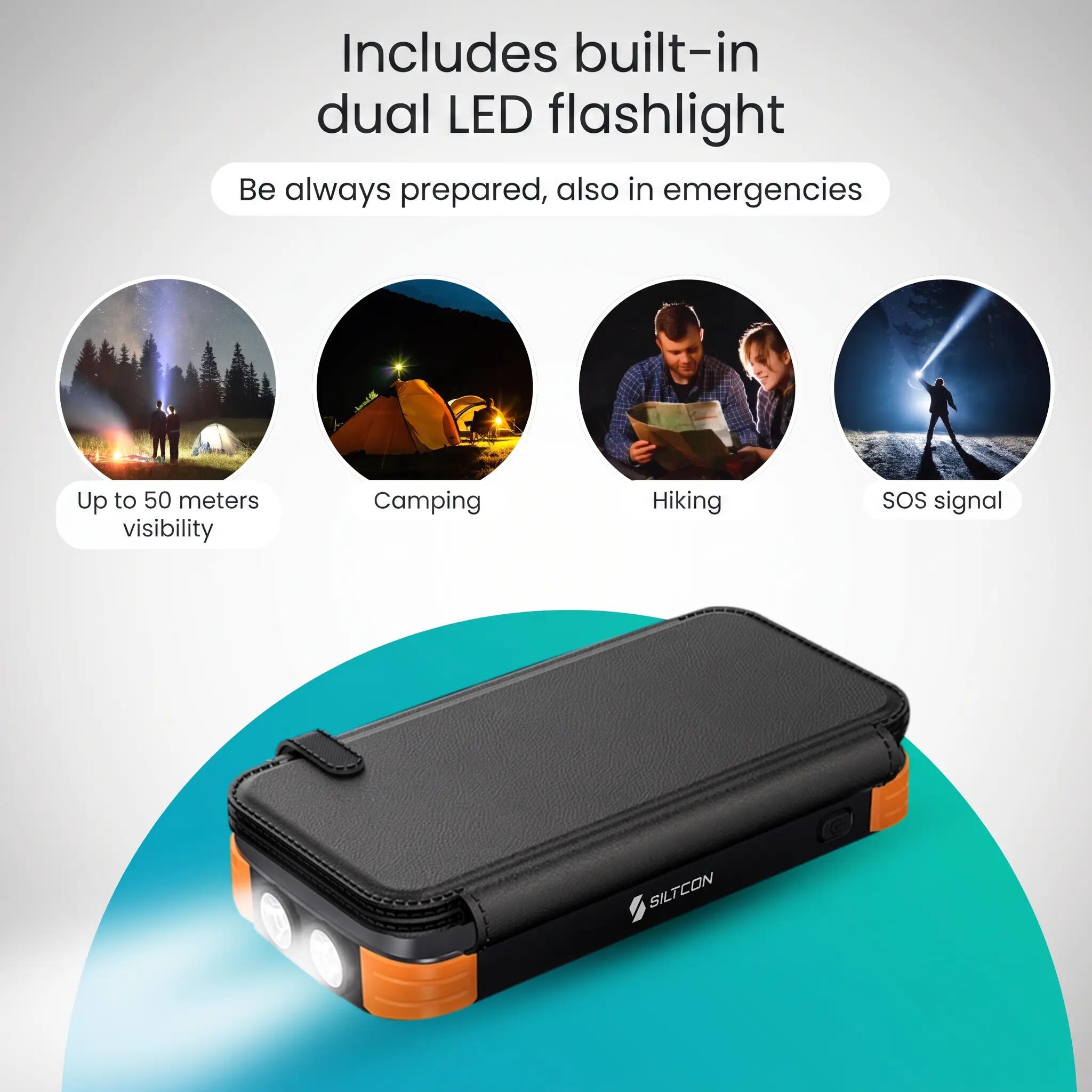 Powerbank Solar 30000mAh - 22.5W - 4 Panelen 10/12