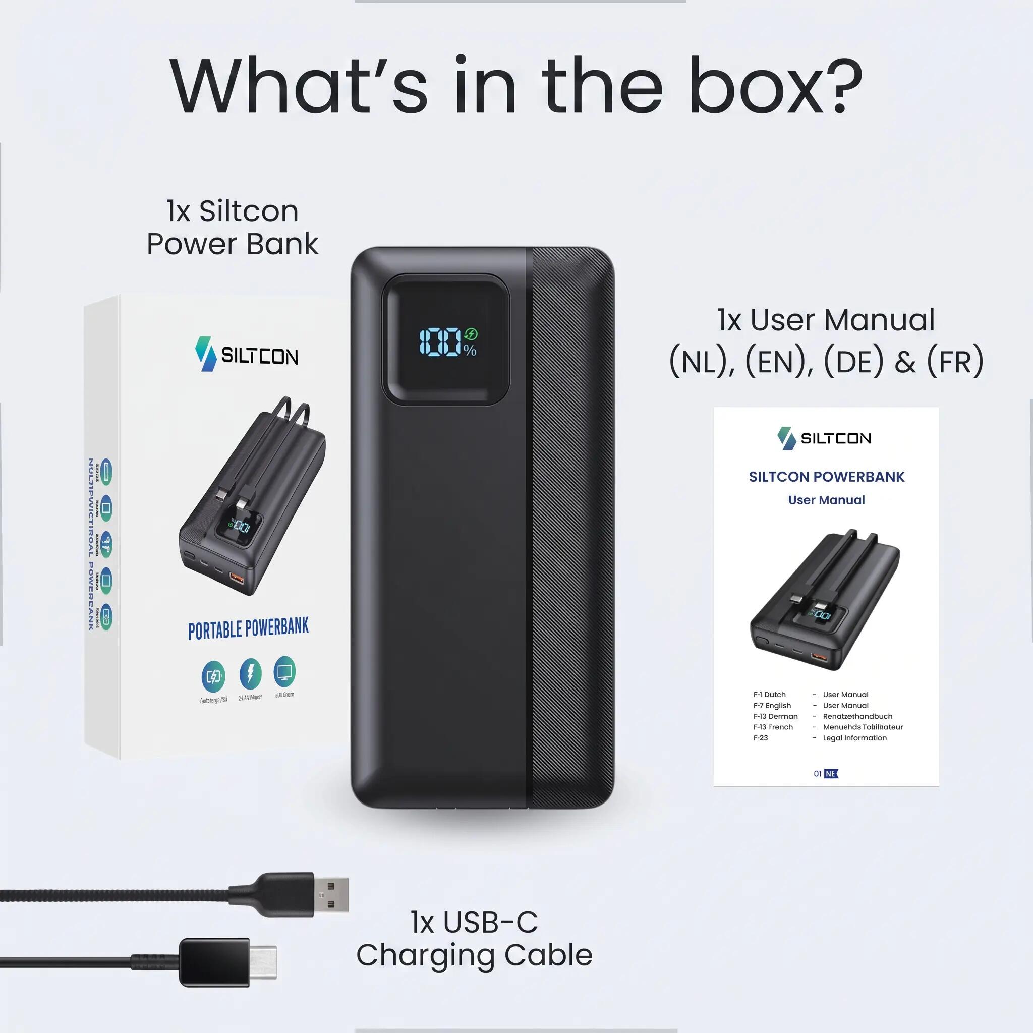 Powerbank 30000mAh - USB-C 22.5W - LED Display 10/11