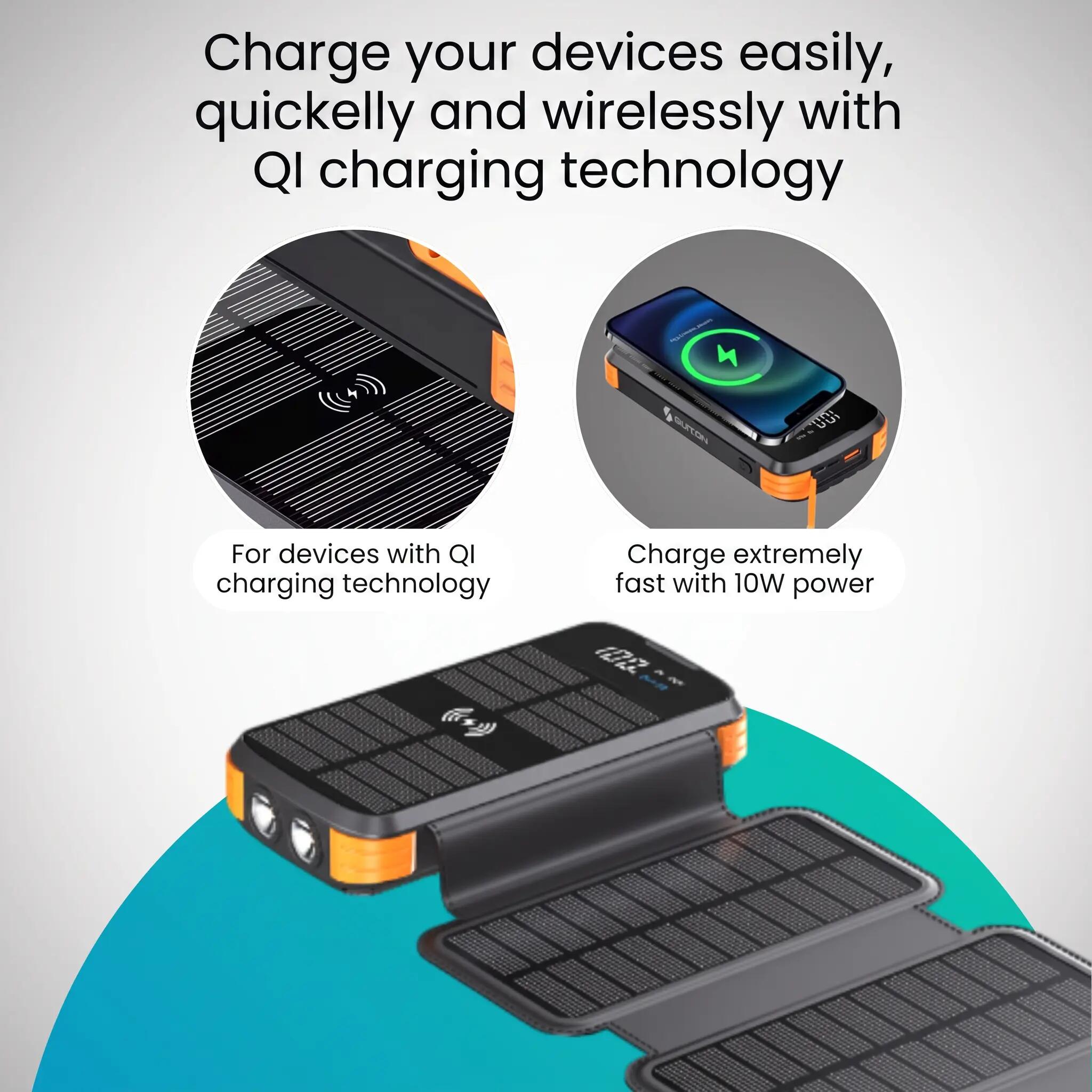 Powerbank Solar 30000mAh - 22.5W - 4 Panelen 8/12