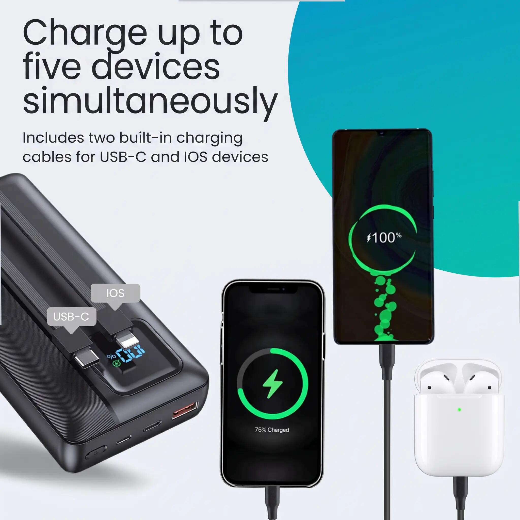 Powerbank 30000mAh - USB-C 22.5W - LED Display 7/11