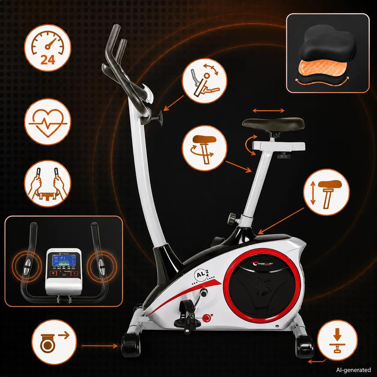 Vélo d'appartement - 9kg frein magnétique - inusable - 150kg - AL 2 - silber 3/9