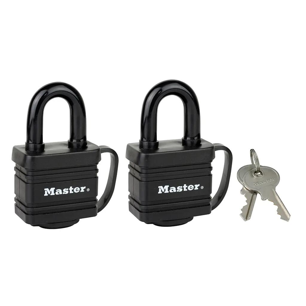 7804EURT Pack of 2 Laminated Padlocks with Key and Thermoplastic Cover