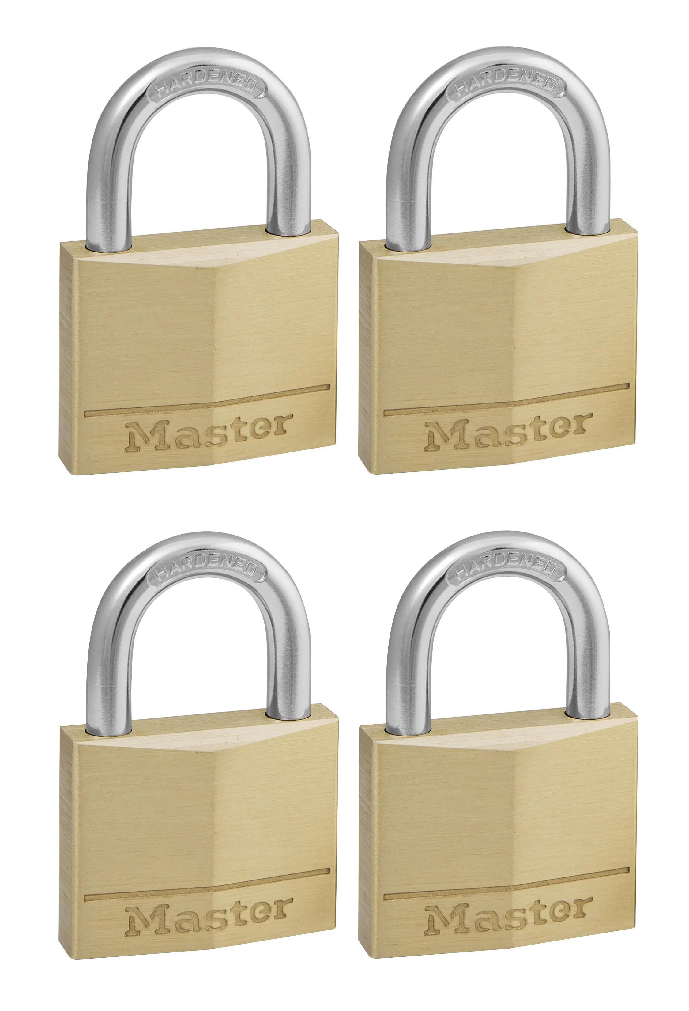 140EURQNOP Lot de 4 Cadenas à Clé en Laiton, Doré, 6 x 4 x 1,3 cm 2/2