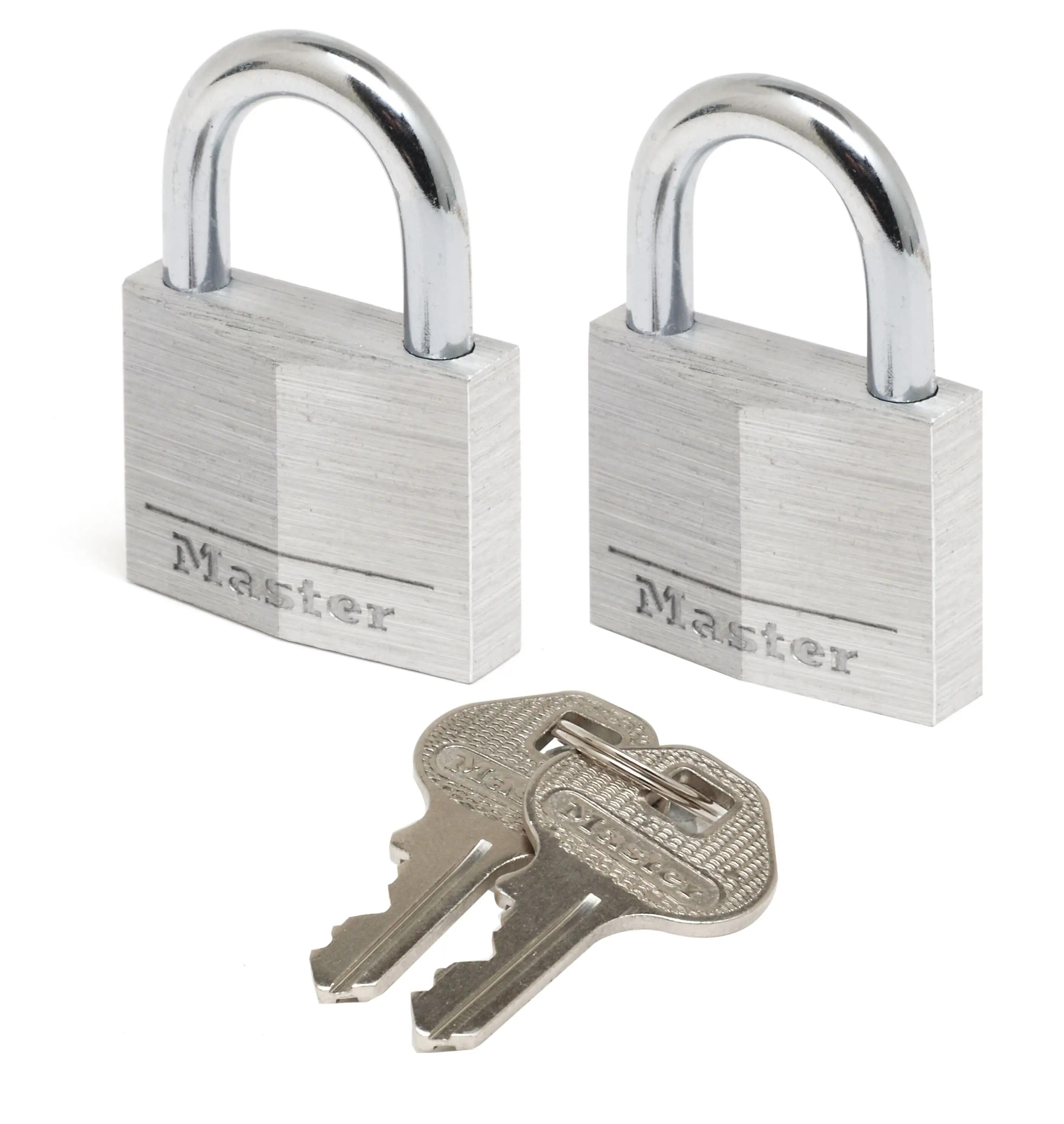 Zestaw 2 kłódek na klucz z aluminium Master Lock 9130EURT, kolor szary 2/2