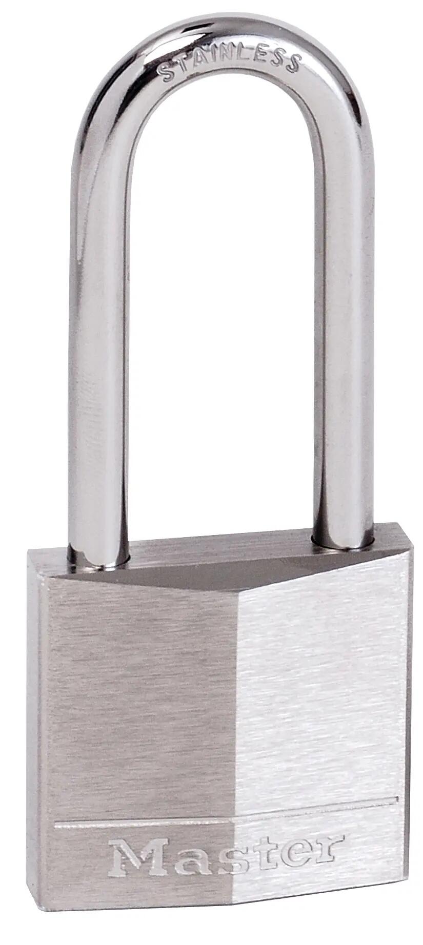 Candado Marino con Llave y Arco Largo, Grigio, 9,5 x 4 x 1,3 cm 2/2