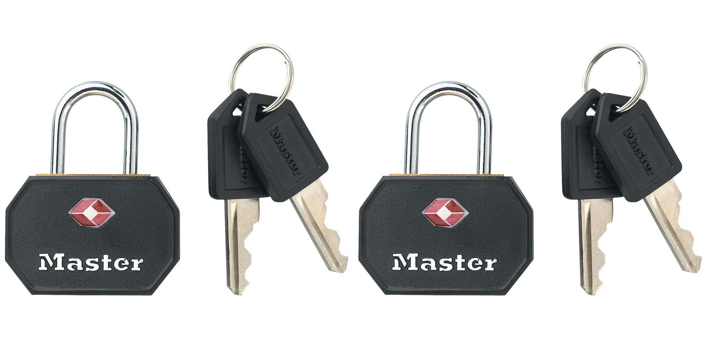 Set van 2 reishangsloten met sleutel - TSA gecertificeerd, Zwart, 4 x 3 x 2,2 cm 2/2