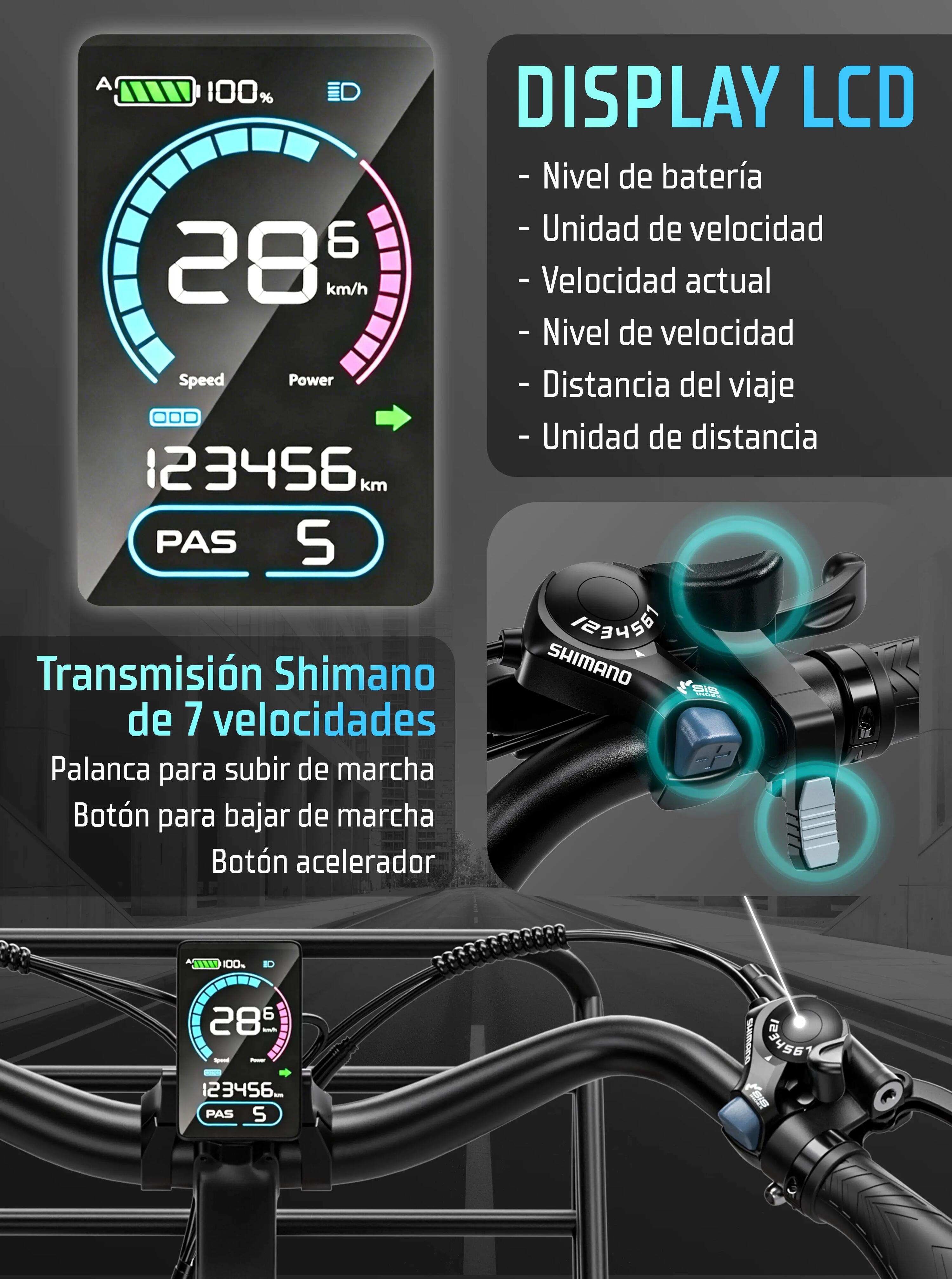 Bicicleta elétrica dobrável ZWheel Urban Realm, 250W, 45Nm, 13.5Ah, 130km, azul 7/11