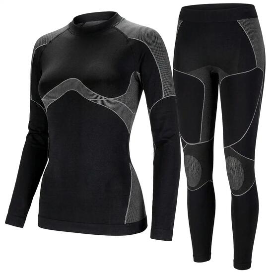Black Snake Damen Seamless Funktionswäsche-Set - L/XL Schwarz/Grau