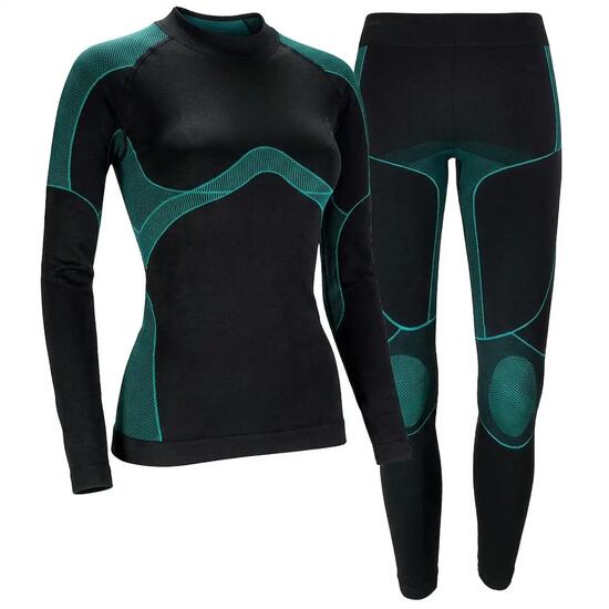 Black Snake Damen Seamless Funktionswäsche-Set - L/XL Schwarz/Grau