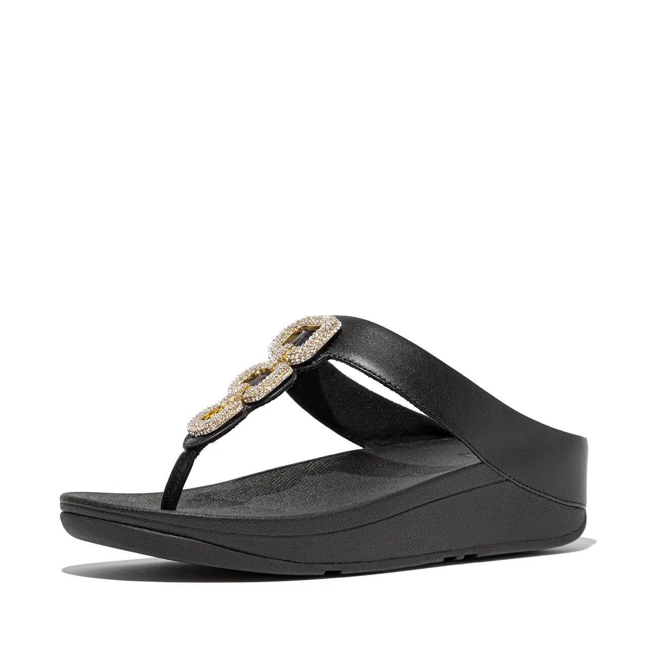 Sandalen für Frauen Fitflop Fino crystal chain Leder Schwarz 6/7