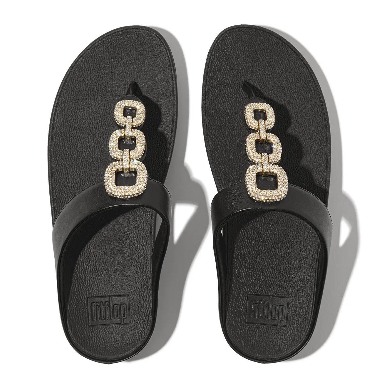 Sandalen für Frauen Fitflop Fino crystal chain Leder Schwarz 5/7