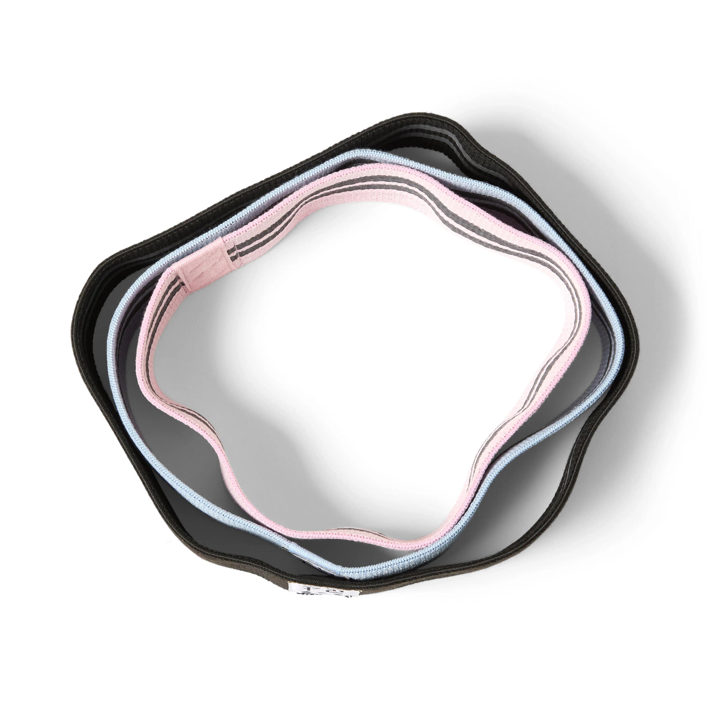 Elastische Stoffen Bandjes 3 Niveaus van Weerstanden INDIGO Roze-Blauw-Zwart 3/5