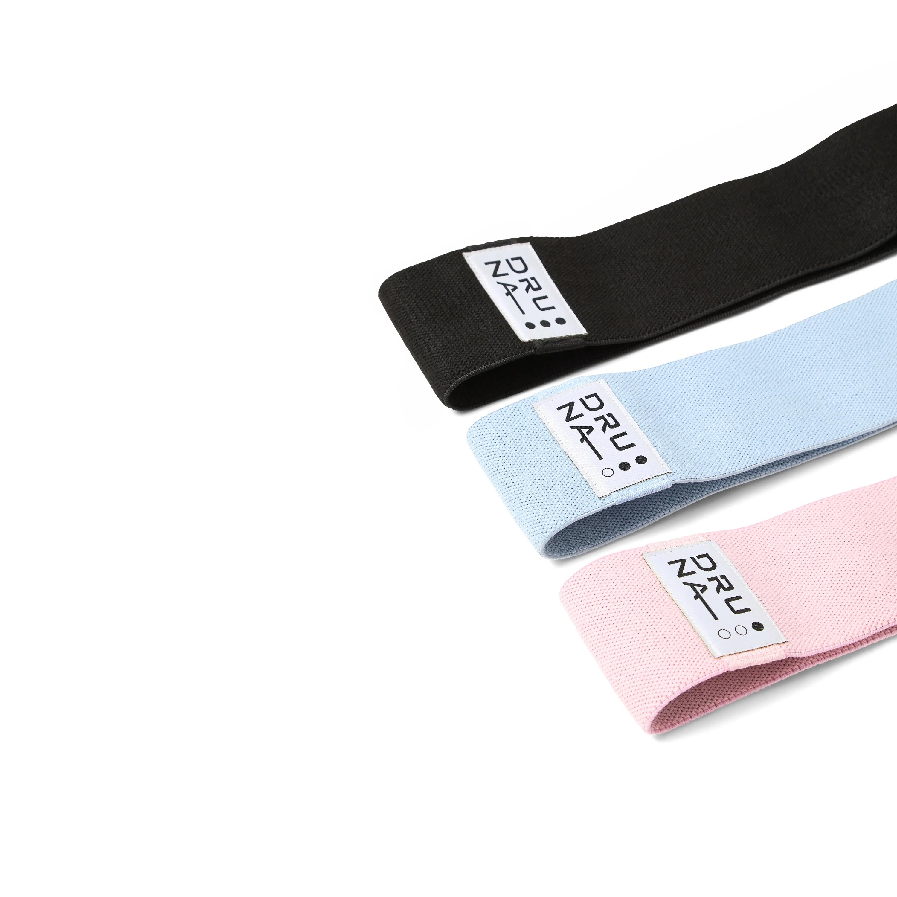 Elastische Stoffen Bandjes 3 Niveaus van Weerstanden INDIGO Roze-Blauw-Zwart 2/5