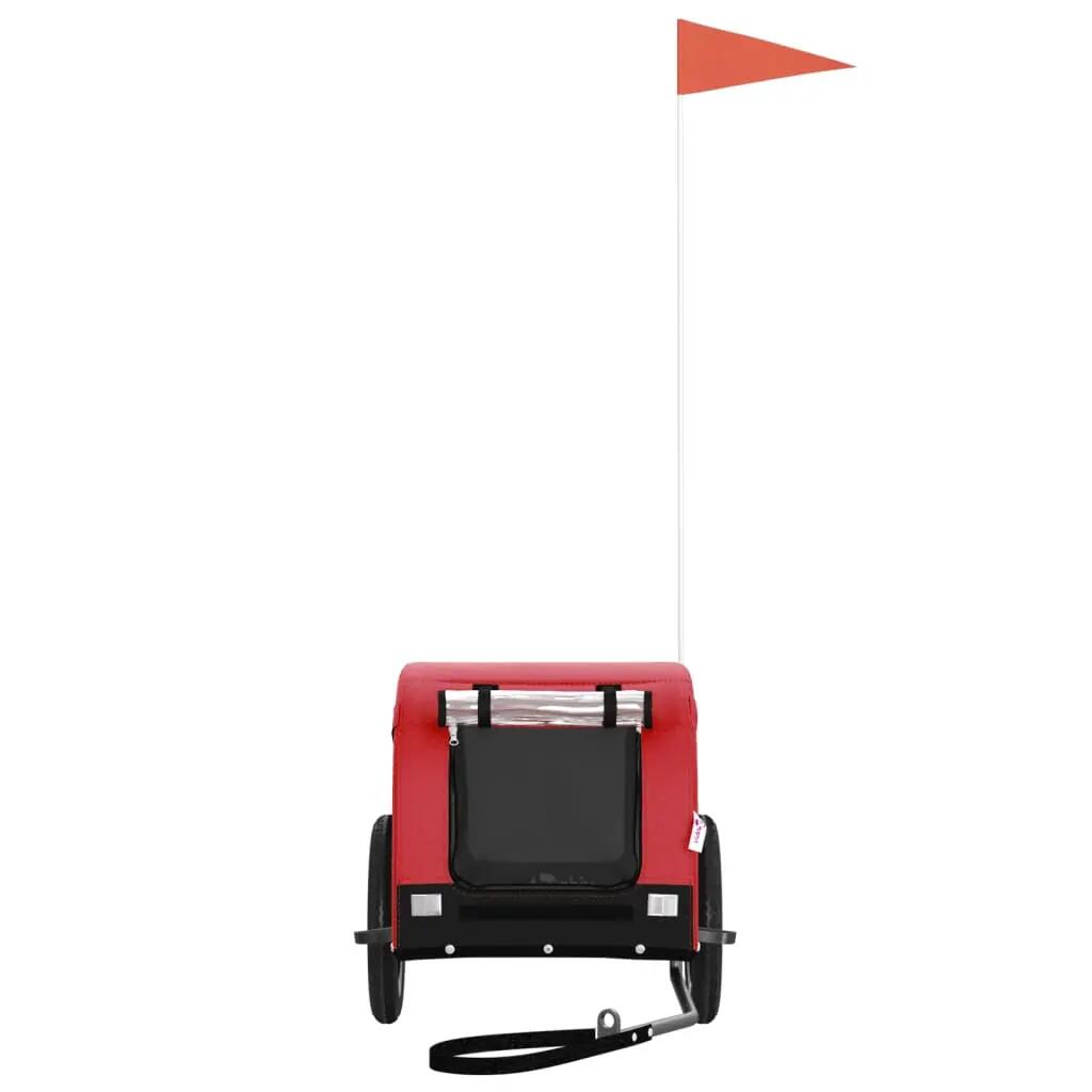 Remorque à Vélo pour Chiens VidaXL - Tissu Oxford et Fer - Rouge et Noir 3/4