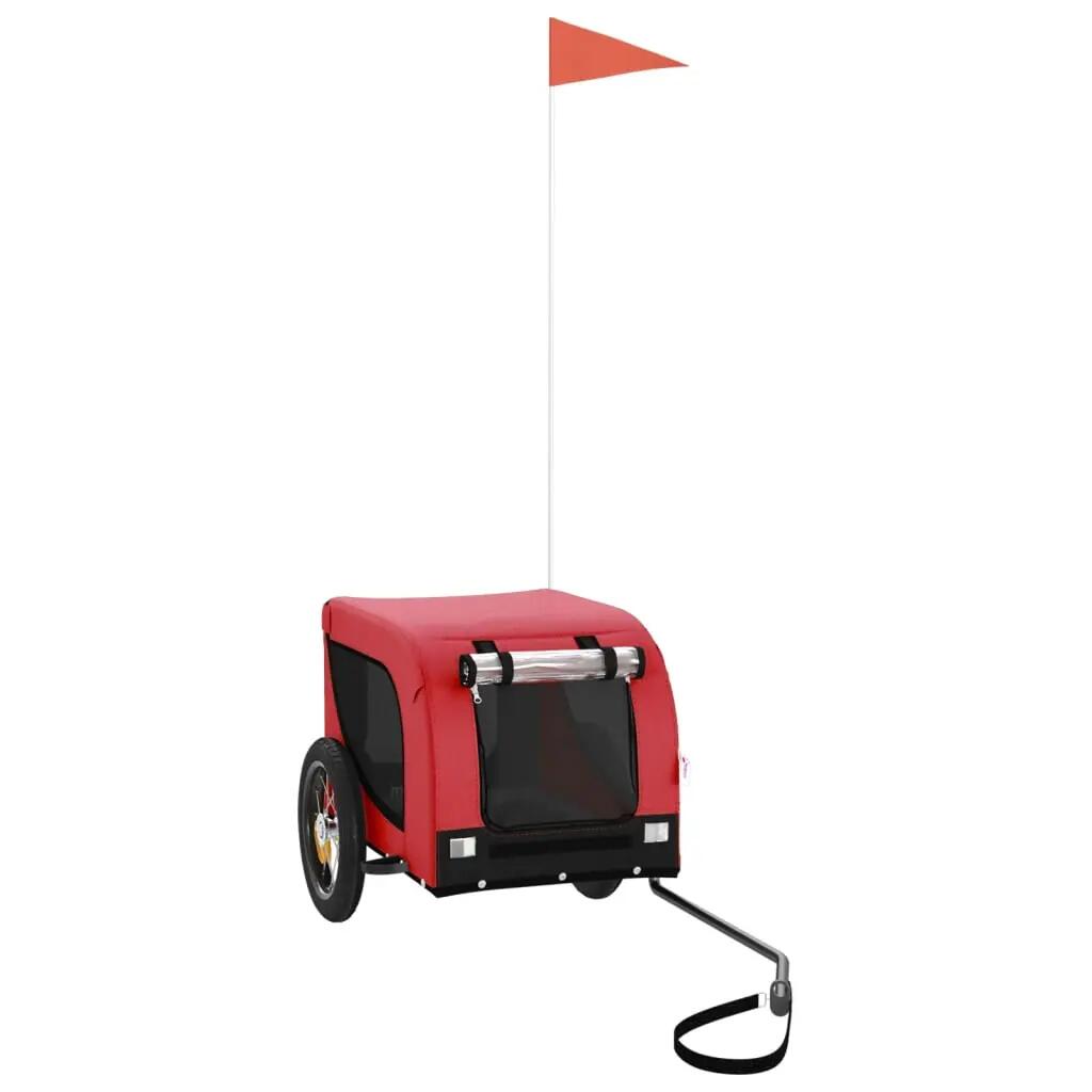 Remorque à Vélo pour Chiens VidaXL - Tissu Oxford et Fer - Rouge et Noir 2/4