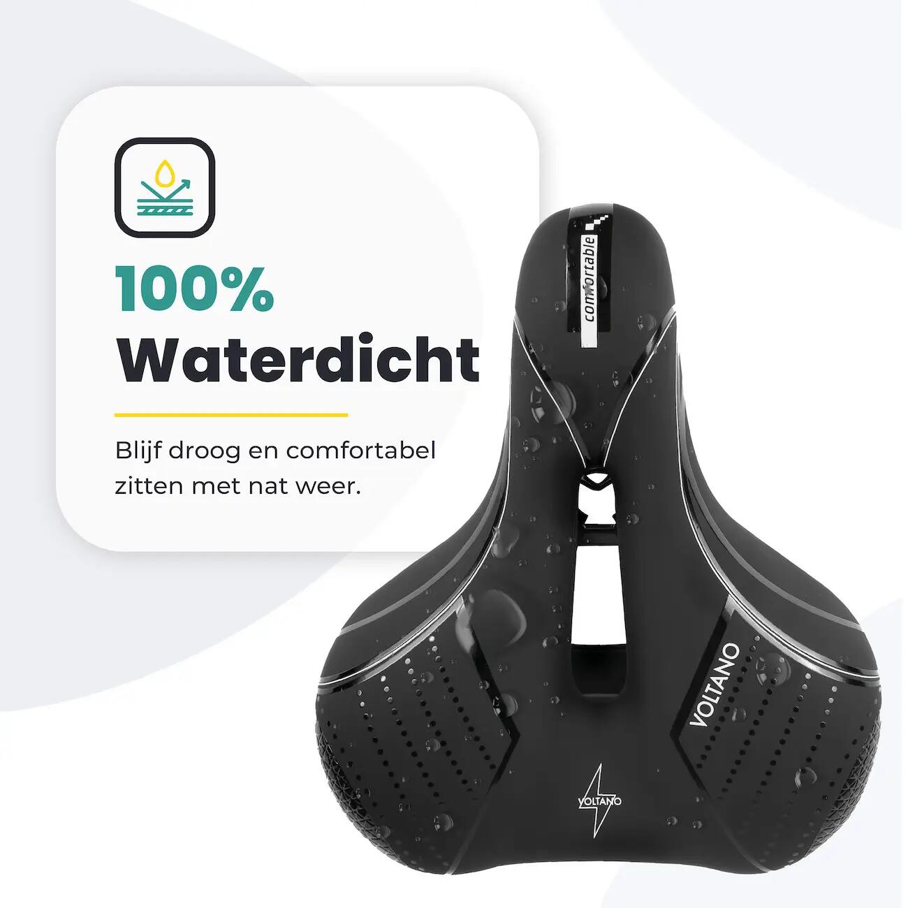 Voltano Fietszadel Essence - Zwart - Unisex - Breed - Gel Zadel 7/7