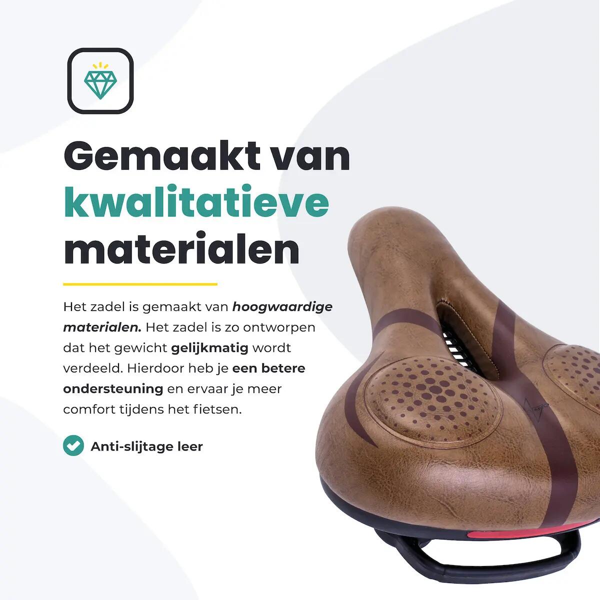 Voltano Fietszadel Met Voorgevormde Gelpads - Bruin 7/7