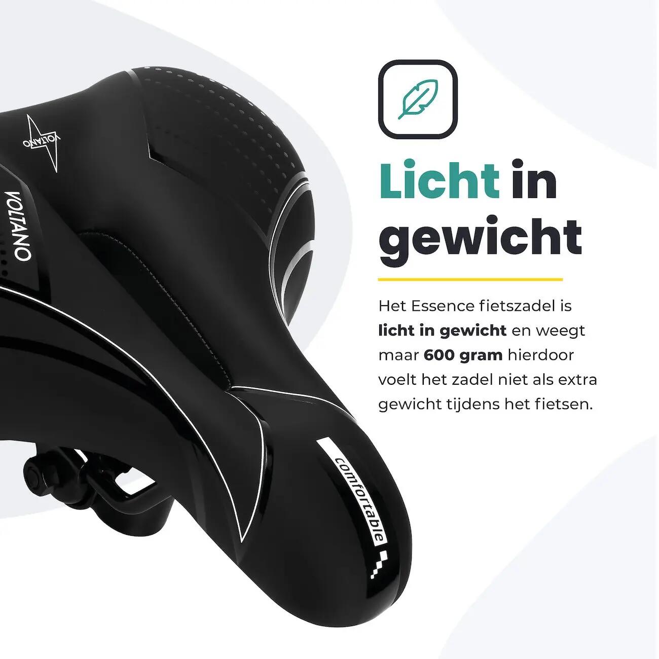 Voltano Fietszadel Essence - Zwart - Unisex - Breed - Gel Zadel 5/7