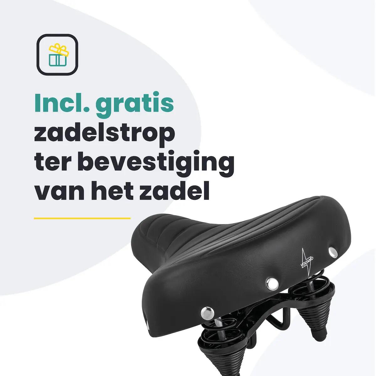 Voltano Drifter Fietszadel - Zwart -   Zadelstrop 6/7