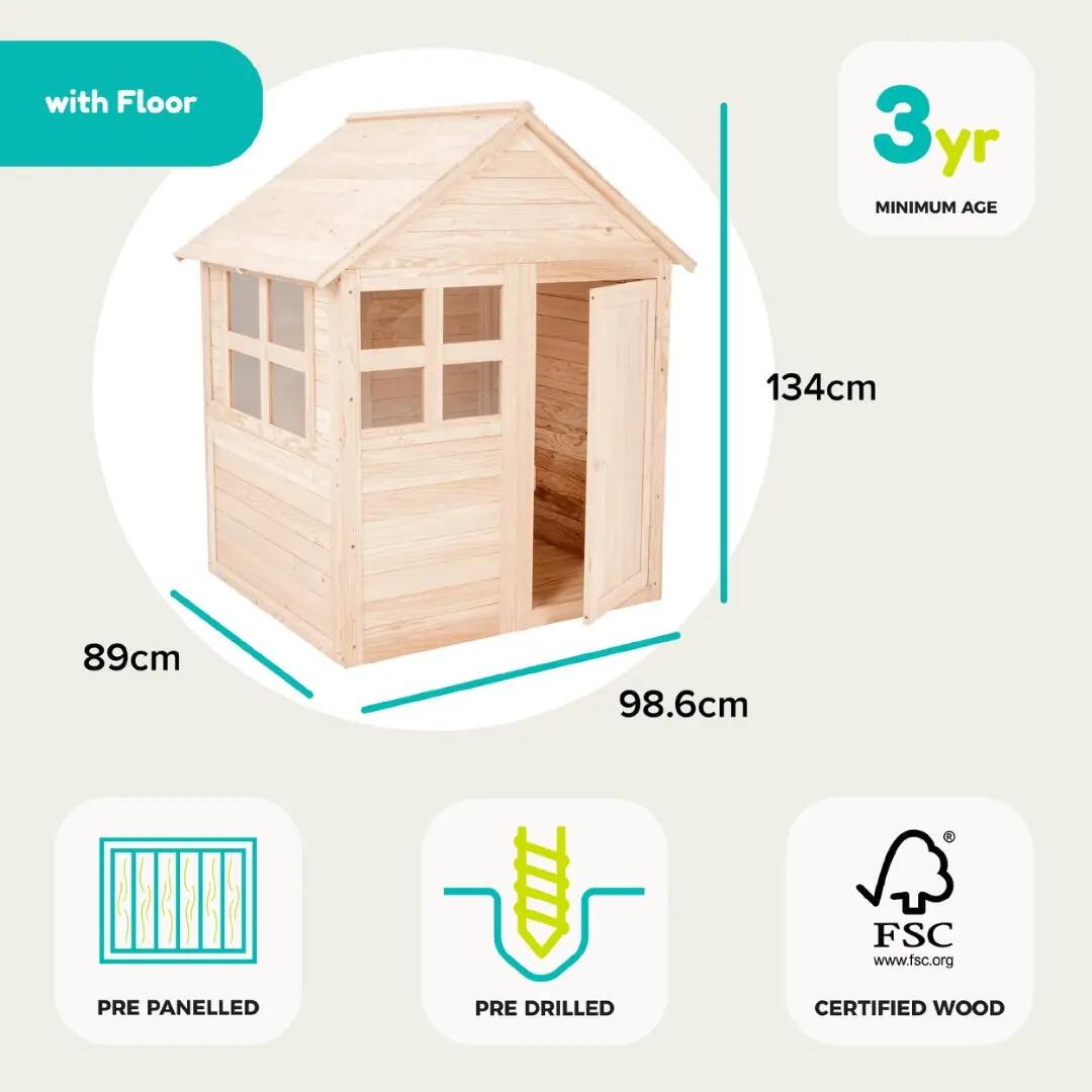 Kinderhuisje met vloer BOUTON D'OR COTTAGE bruin FSC® 4/5