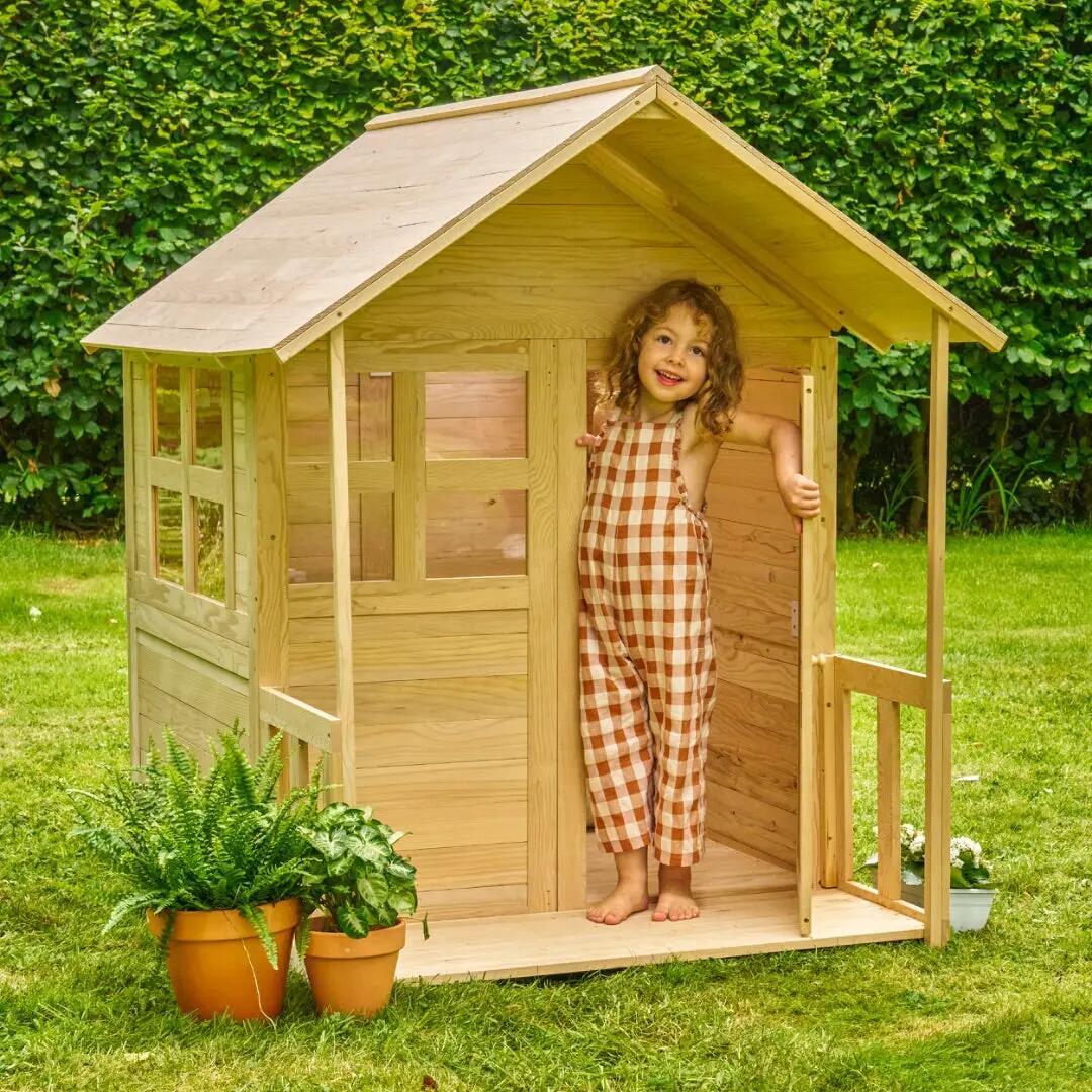 Kinderspielhaus mit Boden und Veranda BOUTON D'OR COTTAGE Braun FSC® 2/5