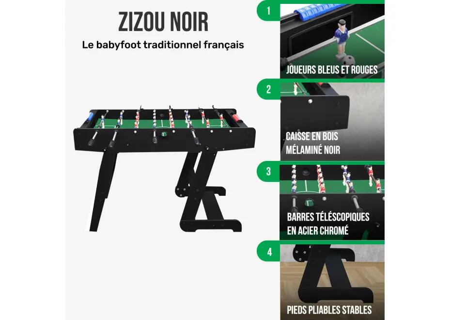 Baby foot Zizou pliable noir 3/7