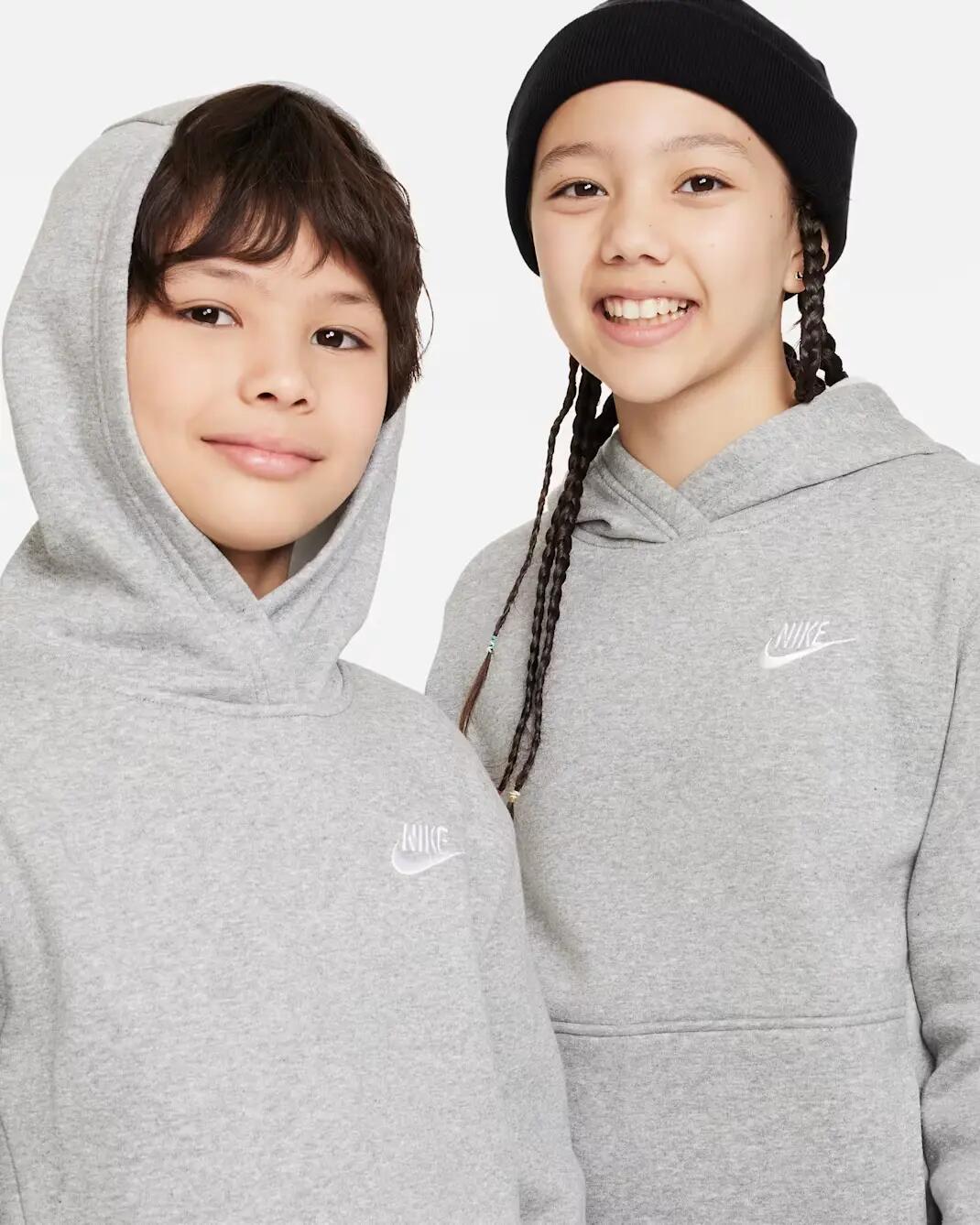 Felpa con cappuccio junior ( fleece) nike grigio 3/4