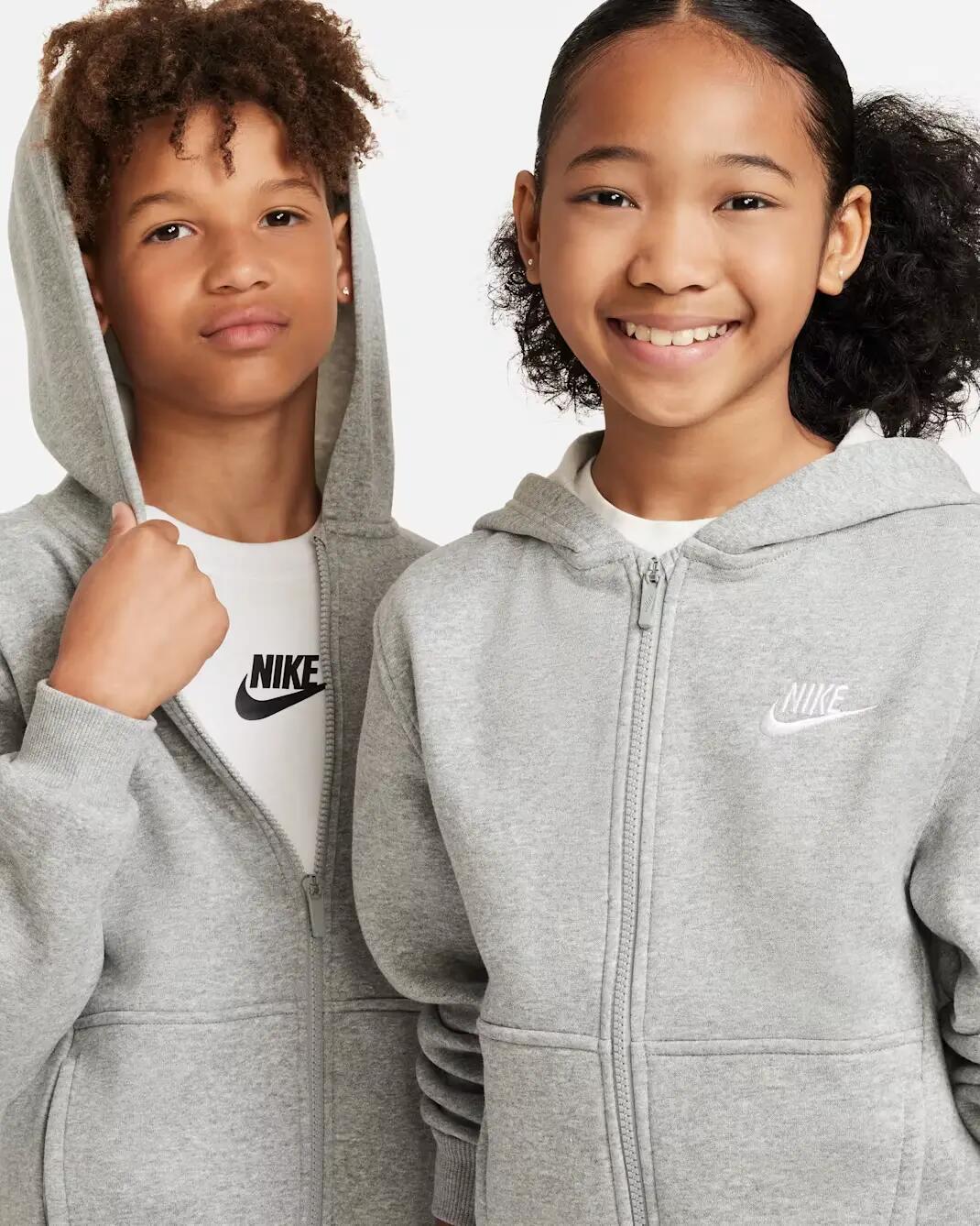 Felpa con cappuccio full zip junior ( fleece) nike grigio 3/4