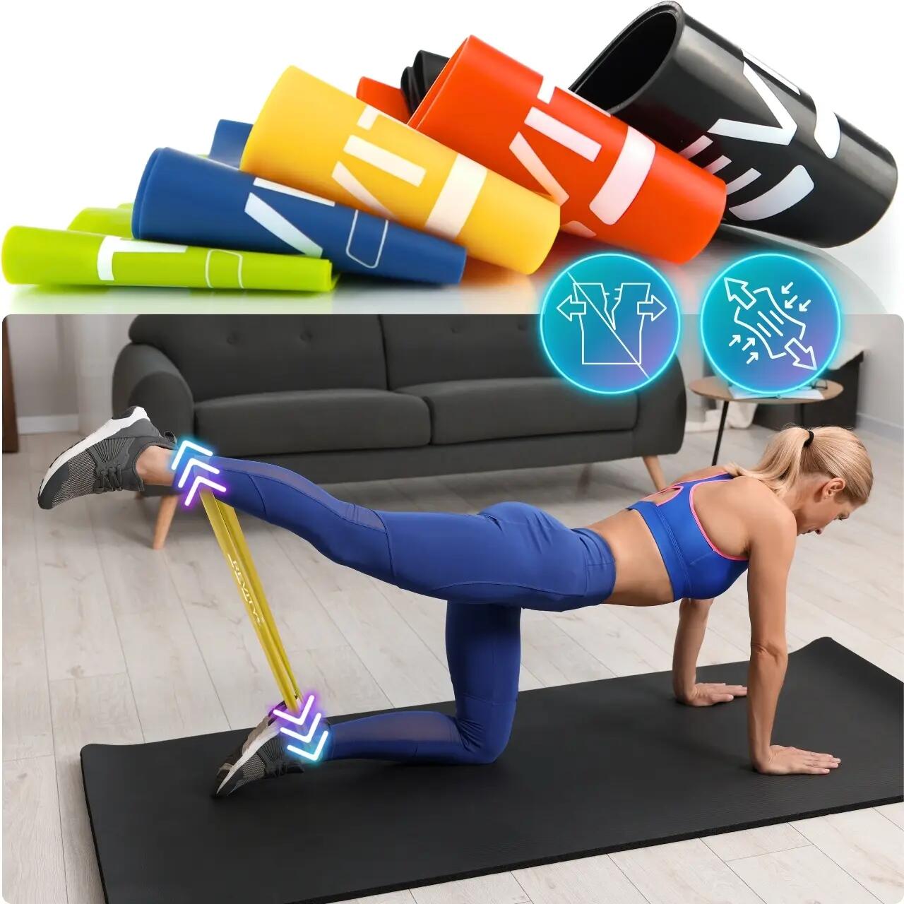 Fitness Widerstandsband-Set 5, 5–25 kg Mini Bands mit Zubehör und Trainingsplan 3/7