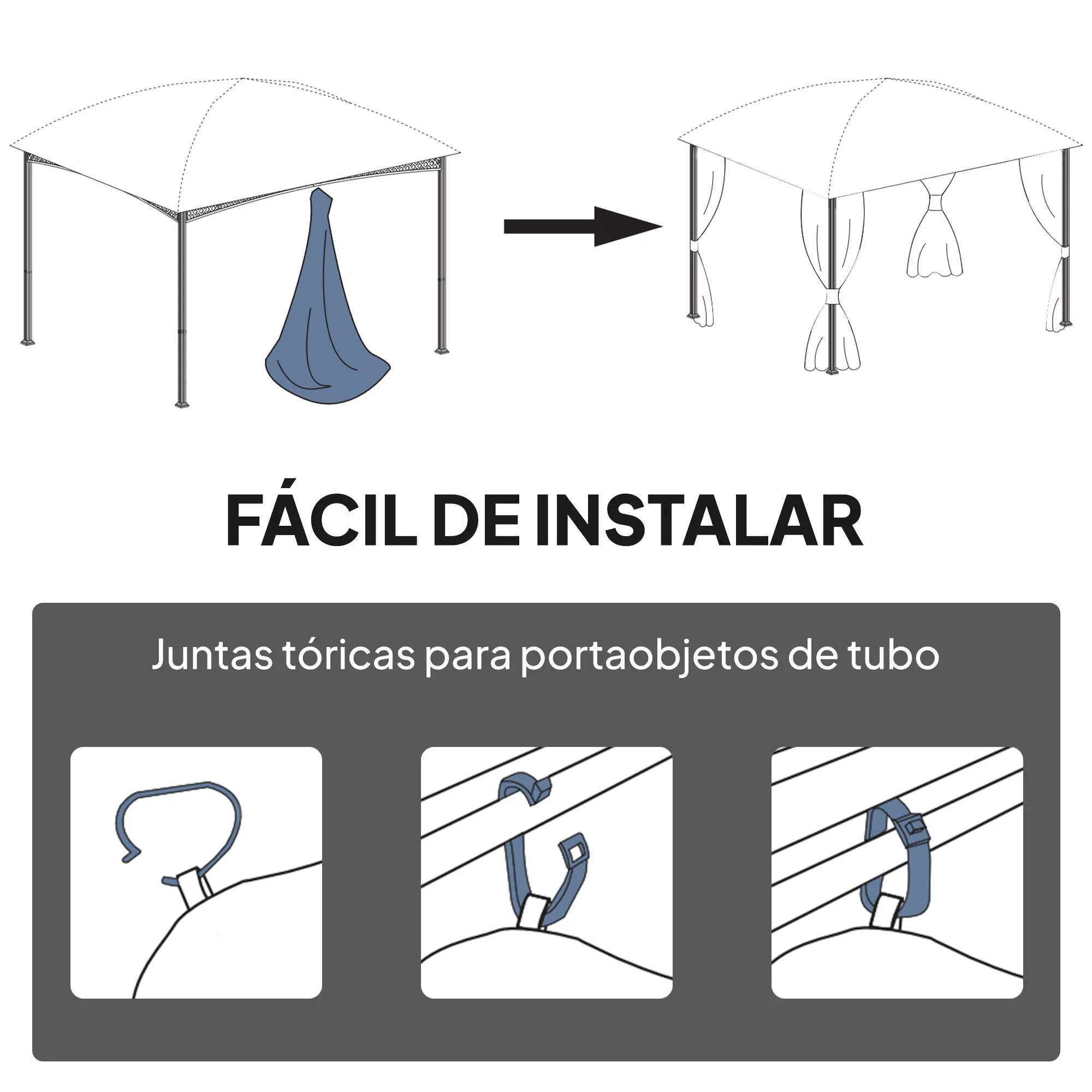 Laterais para Tenda Outsunny Cinzento claro 4/5