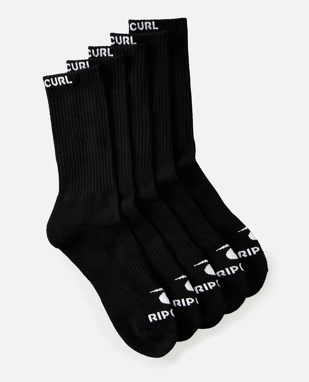 Calzini Uomo Brand Crew confezione da 5 - Black 1/4