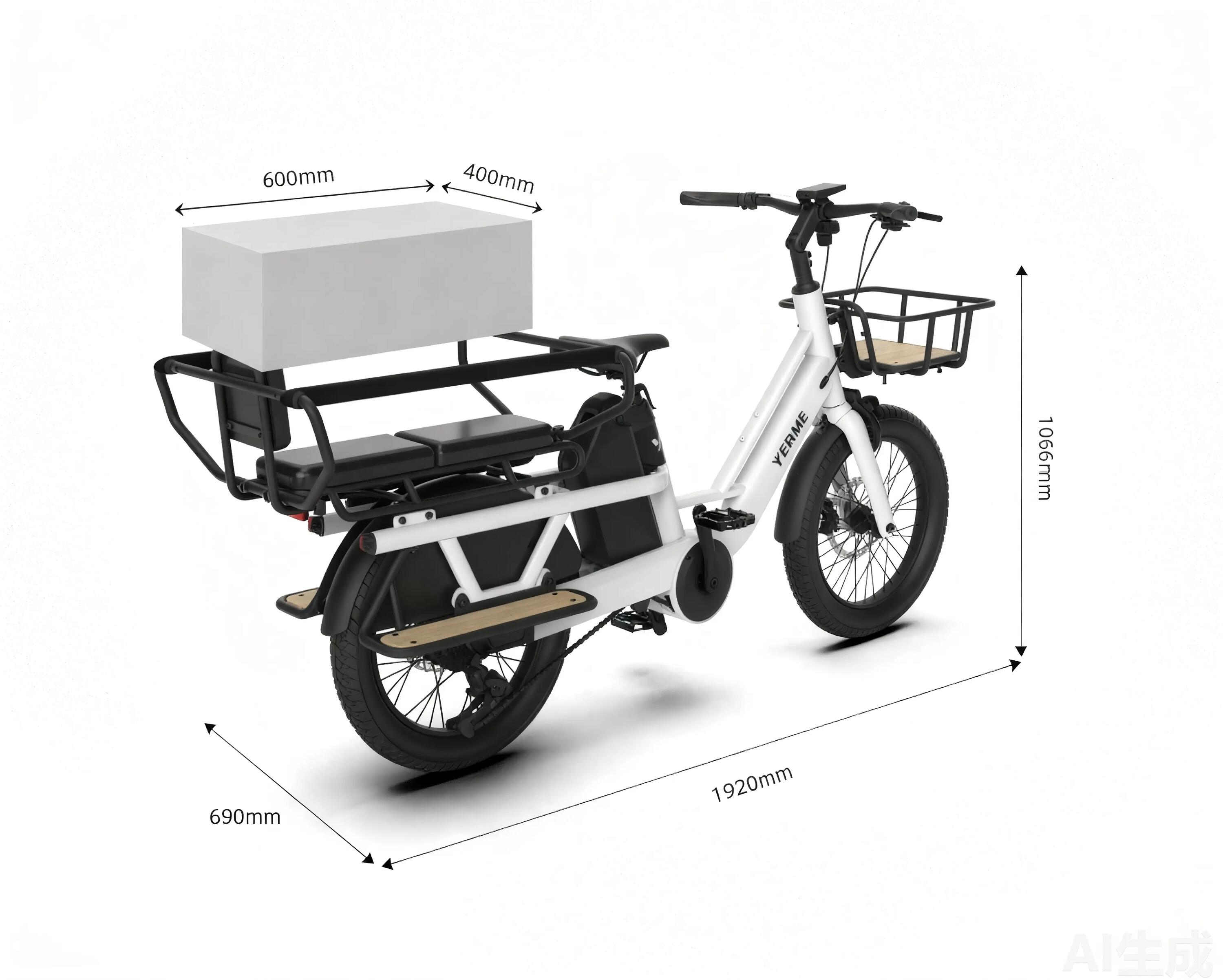 Vélo cargo Longtail électrique compact adulte 20" 75Nm 120km DAY CARGO MINI 4/10