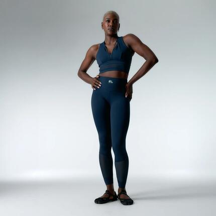 Ensemble de sport Top+Legging Deep line Compressive pour femmes Black Limba