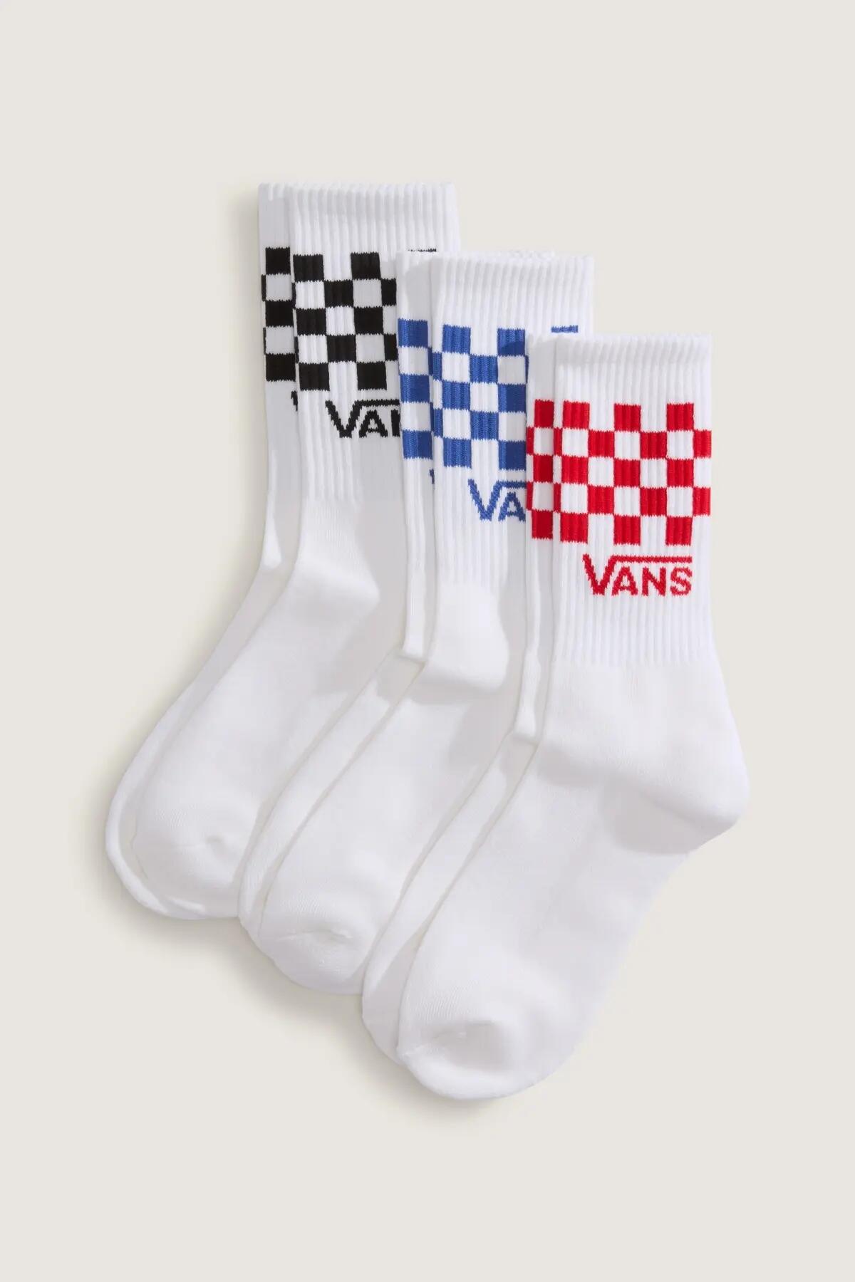 Meias Vans Modelo Vn000qbuwht1 Classic Check Crew Cor Branco 4/5