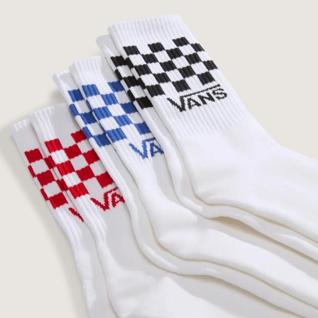 Meias Vans Modelo Vn000qbuwht1 Classic Check Crew Cor Branco 3/5