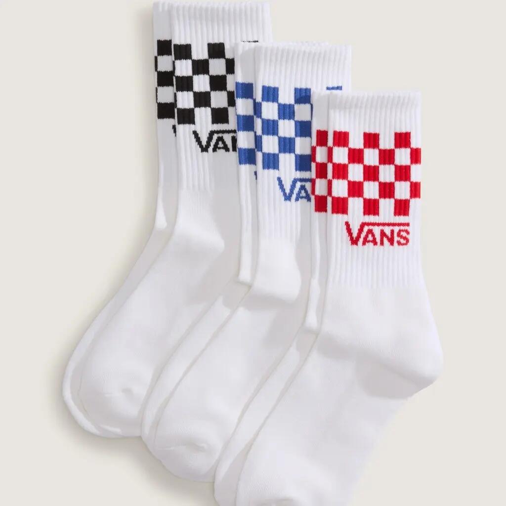 Meias Vans Modelo Vn000qbuwht1 Classic Check Crew Cor Branco 2/5