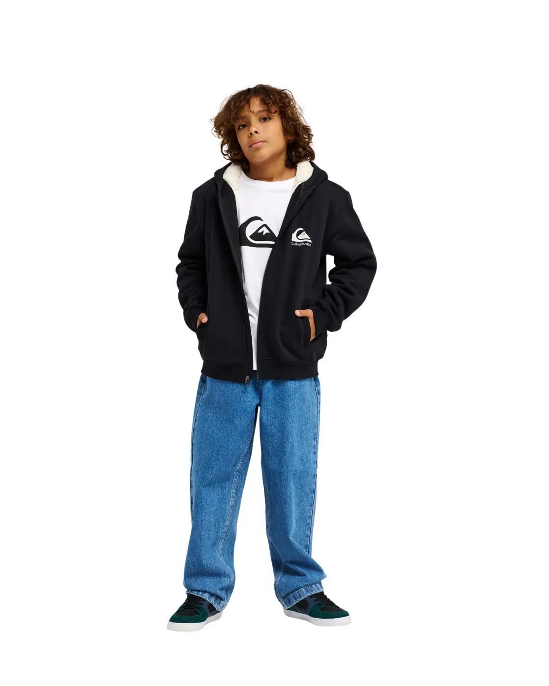 Sudadera con capucha y cremallera FLEECE SHERPA Negro Niño 4/4