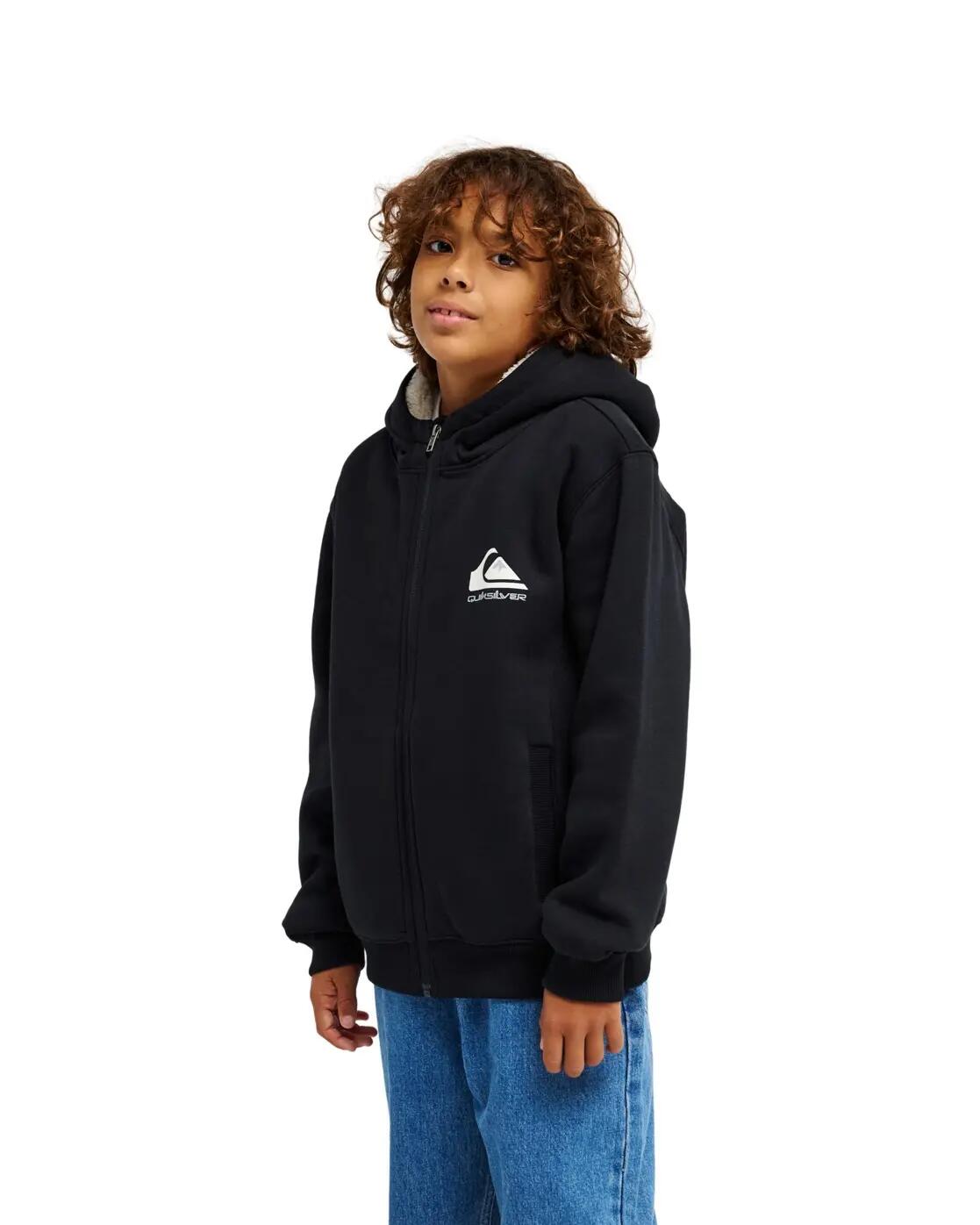 Sudadera con capucha y cremallera FLEECE SHERPA Negro Niño 3/4