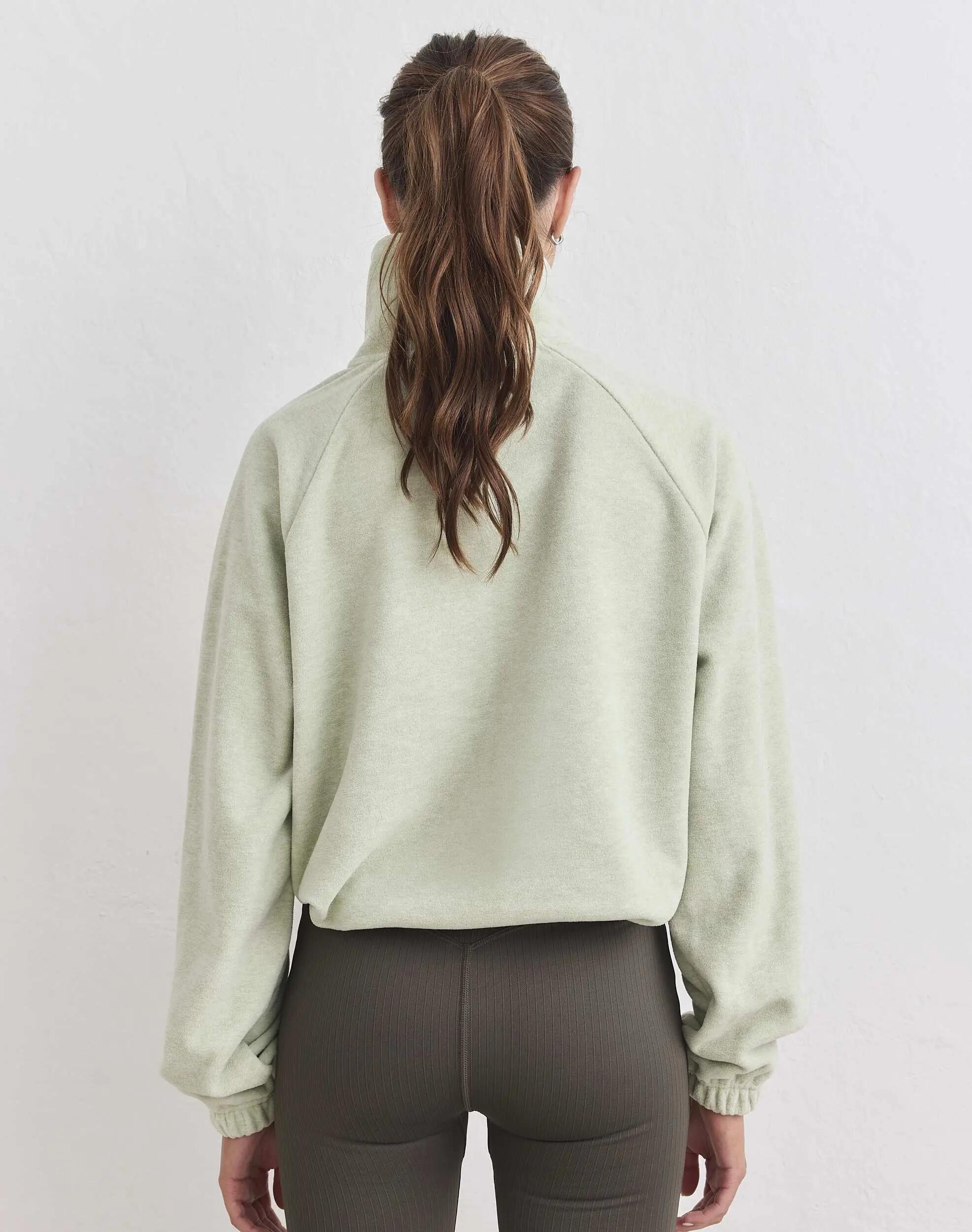 Dames fleecejas met rits pistache 5/6