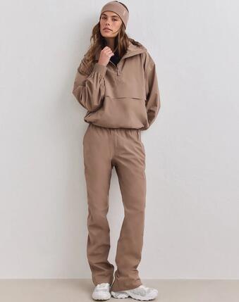 Femme Pantalon Imperméable À Enfiler Bas de Jambe Ajustables Zippés Noisette