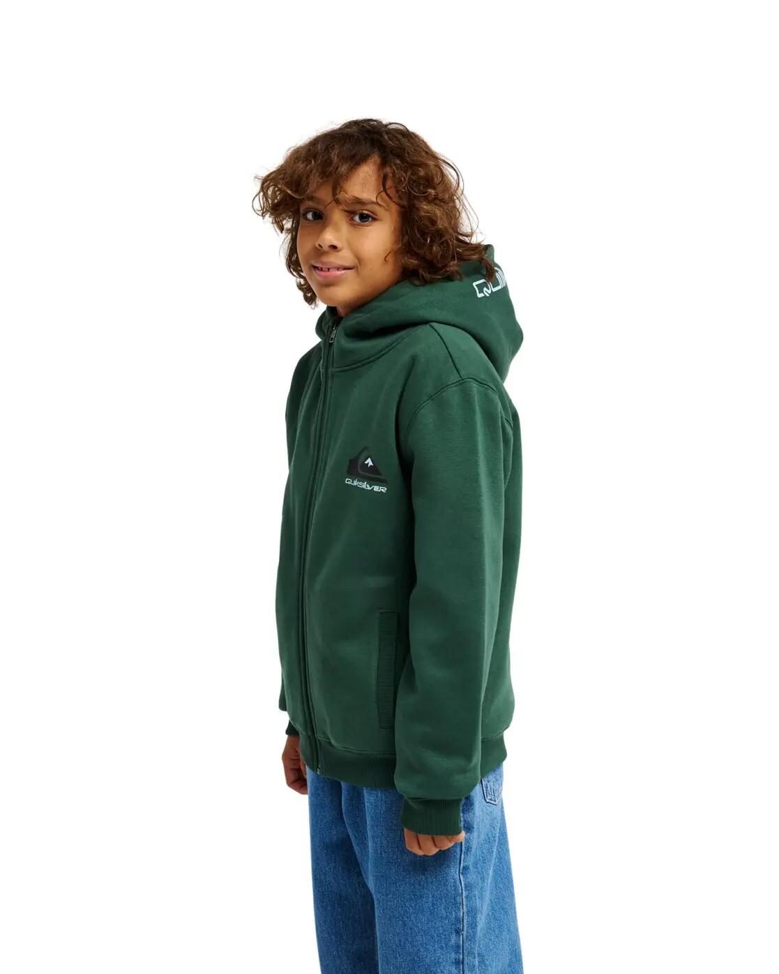 Sudadera con capucha y cremallera FLEECE SHERPA Verde Niño 3/4