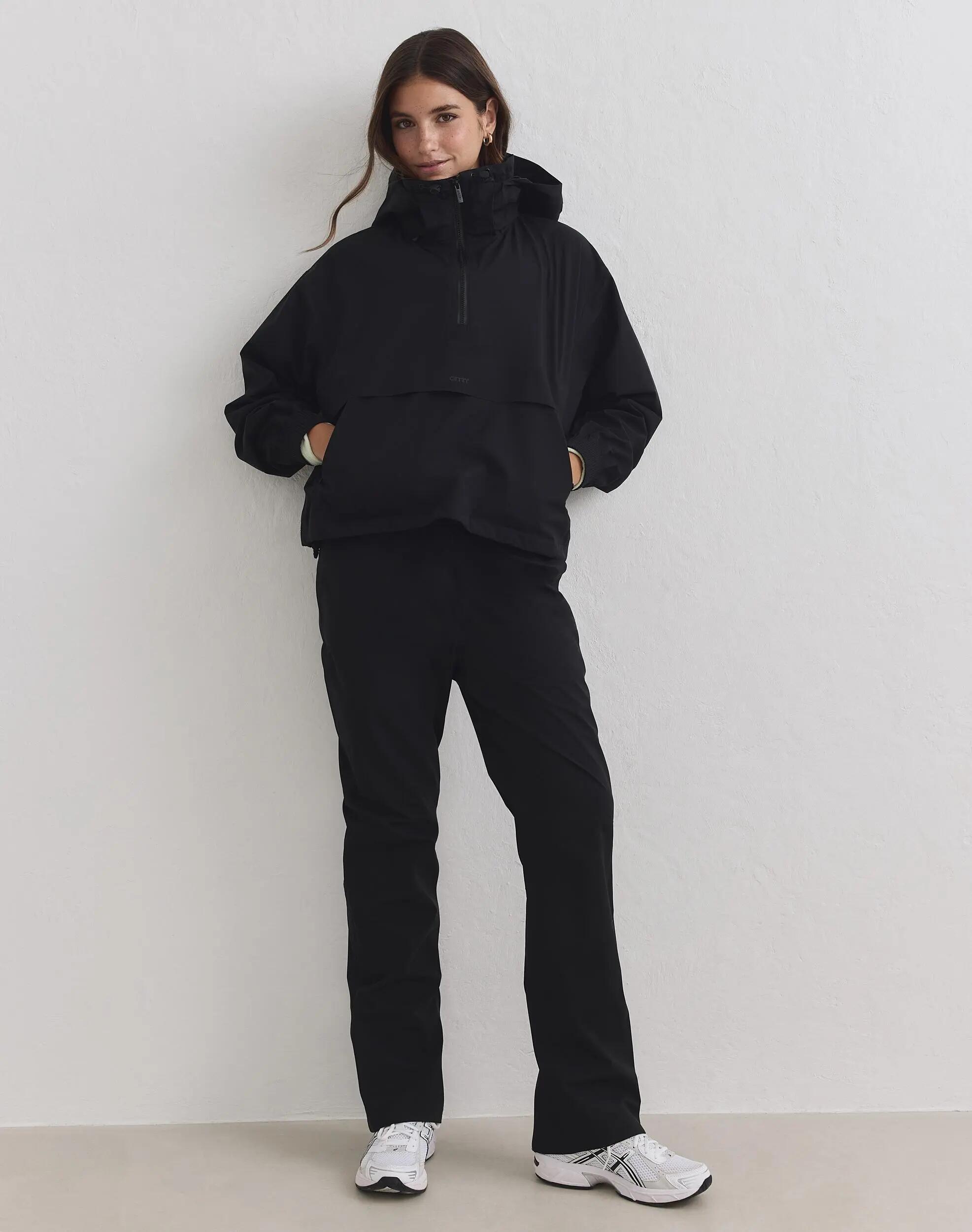 Mujer Anorak Impermeable Elástico Negro 4/6
