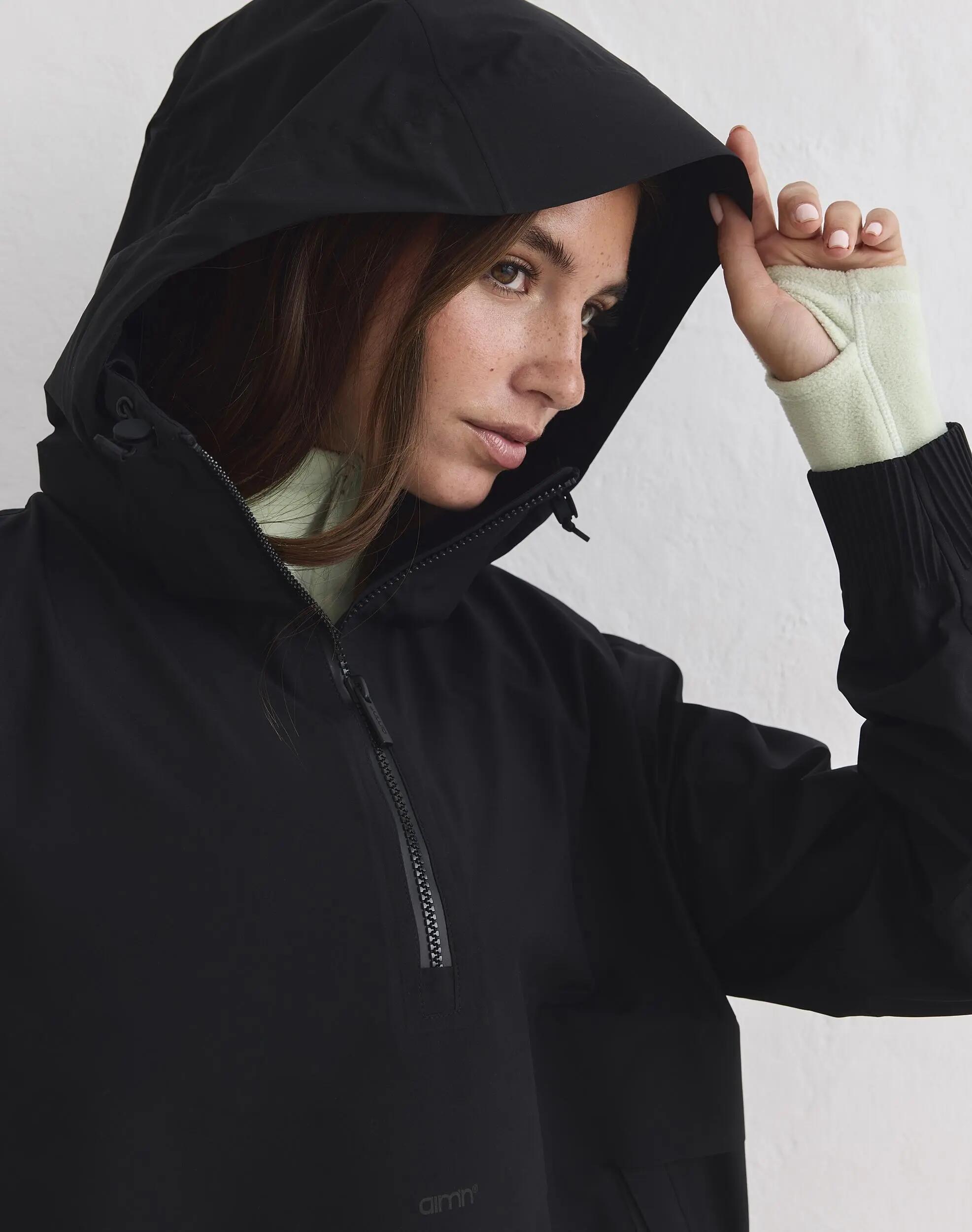 Mujer Anorak Impermeable Elástico Negro 3/6