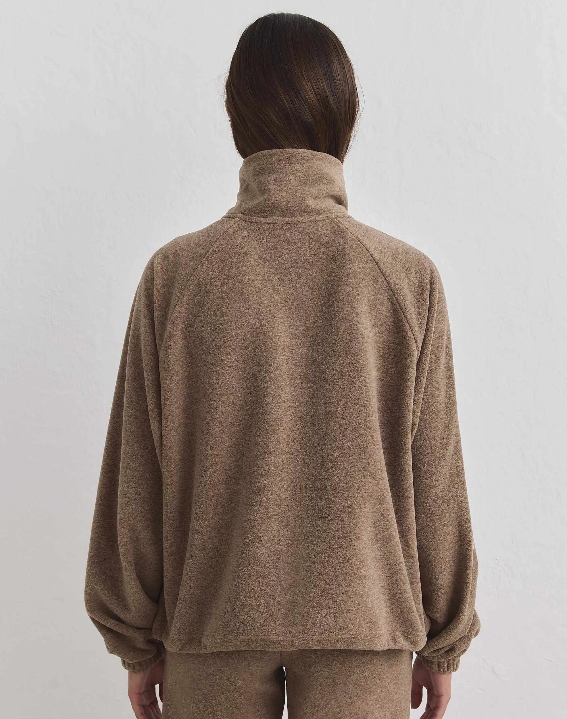 Damen Fleecejacke mit Reißverschluss Haselnuss 2/4