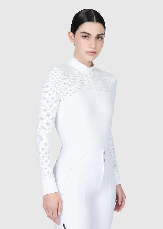 Camisa de Concurso Manga Larga Mujer Equitación Maximilian Grace Blanco 4/7