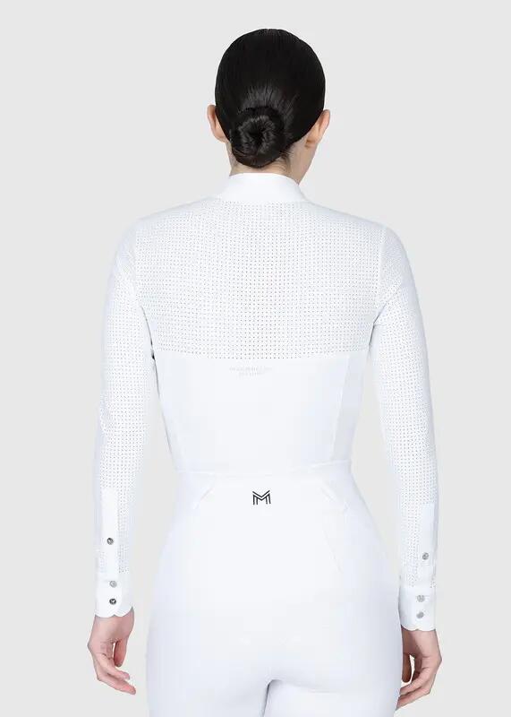 Camisa de Concurso Manga Larga Mujer Equitación Maximilian Grace Blanco 3/7