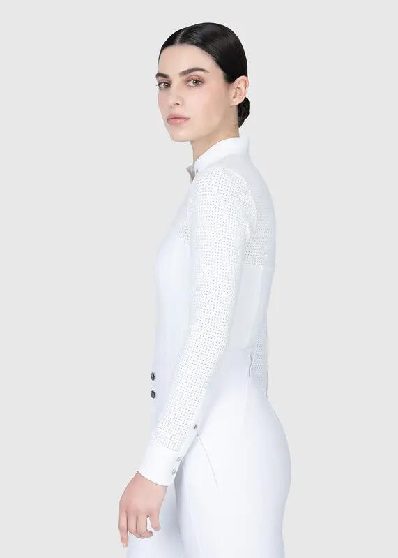 Camisa de Concurso Manga Larga Mujer Equitación Maximilian Grace Blanco 2/7