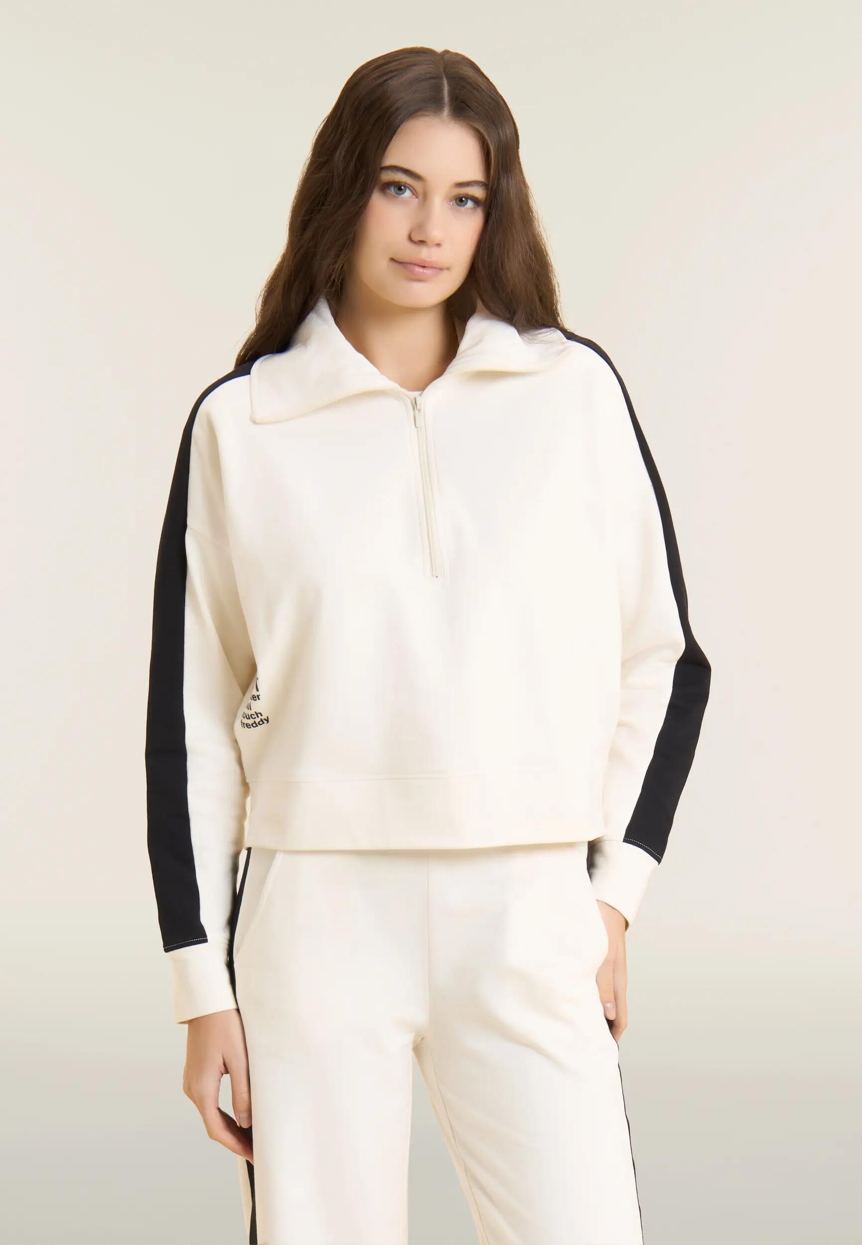 Felpa donna comfort con maxi collo alto e chiusura mezza zip 2/6